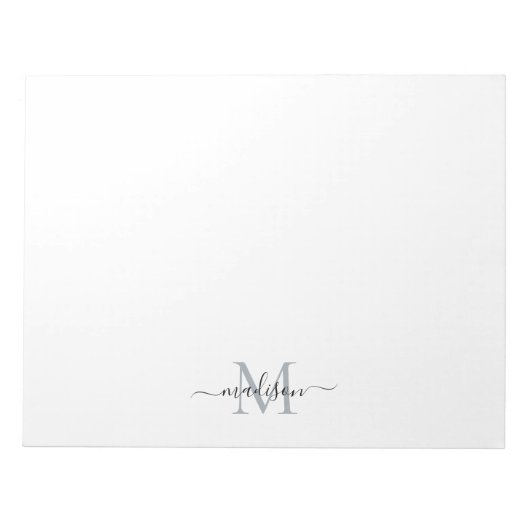 Elegant Modernes Girly Script Monogram Black Notizblock (Vorderseite)