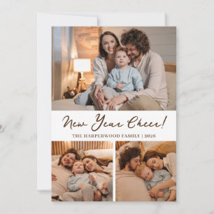 Elegant Modernes glückliches neues Jahr Schwarz 3  Feiertagskarte