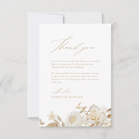 Elegant Modernes Gold Botanisches Flora Dankeskarte (Vorderseite)