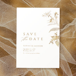 Elegant Modernes Gold Botanisches Floral Save the  Date