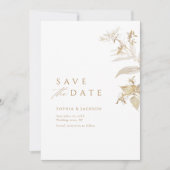 Elegant Modernes Gold Botanisches Floral Save the  Date (Vorderseite)