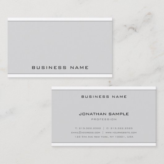 Elegant Modernes Grau Weiß Einfach Beruflich Visitenkarte (Vorne/Hinten)