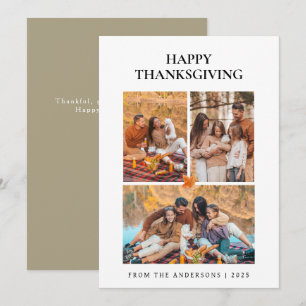 Elegant Modernes Happy Thanksgiving Herbst 3 Foto Feiertagskarte