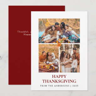 Elegant Modernes Happy Thanksgiving Herbst 3 Foto Feiertagskarte