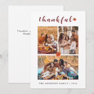 Elegant Modernes Happy Thanksgiving Herbst 3 Foto Feiertagskarte