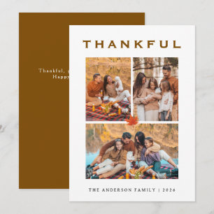 Elegant Modernes Happy Thanksgiving Herbst 3 Foto Feiertagskarte