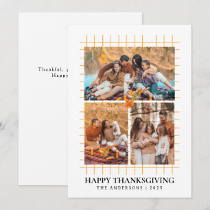 Elegant Modernes Happy Thanksgiving Herbst 3 Foto Feiertagskarte