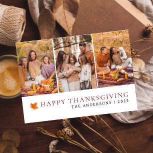 Elegant Modernes Happy Thanksgiving Herbst 3 Foto Feiertagskarte