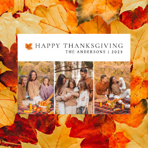 Elegant Modernes Happy Thanksgiving Herbst 3 Foto Feiertagskarte
