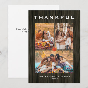 Elegant Modernes Happy Thanksgiving Herbst 3 Foto Feiertagskarte