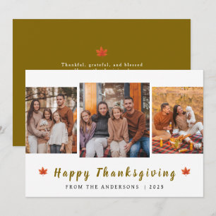 Elegant Modernes Happy Thanksgiving Herbst 3 Foto Feiertagskarte