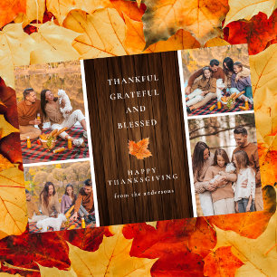 Elegant Modernes Happy Thanksgiving Herbst 4 Foto Feiertagskarte