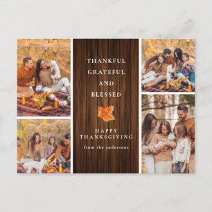 Elegant Modernes Happy Thanksgiving Herbst 4 Foto Feiertagspostkarte