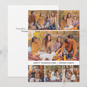Elegant Modernes Happy Thanksgiving Herbst 6 Foto Feiertagskarte