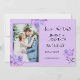 Elegant Modernes Lila Foto Lilac Save The Date