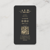 Elegant Modernes, luxuriöses Script Monogram Black Visitenkarte (Rückseite)