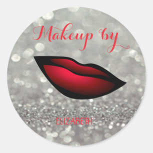 Elegant modernes Mädchen, Glitter, Bokeh rote Lipp Runder Aufkleber