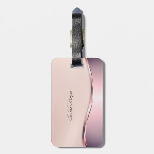 Elegant Modernes Metallisches Rosa Flamingo Gepäckanhänger (Rückseite vertikal)