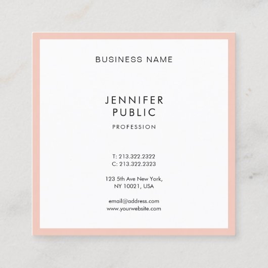 Elegant Modernes, Minimalistisches Berufliches Quadratische Visitenkarte (Rückseite)