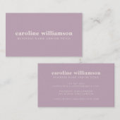 Elegant Modernes Minimalistisches Dusty Lilac Visitenkarte (Vorne/Hinten)