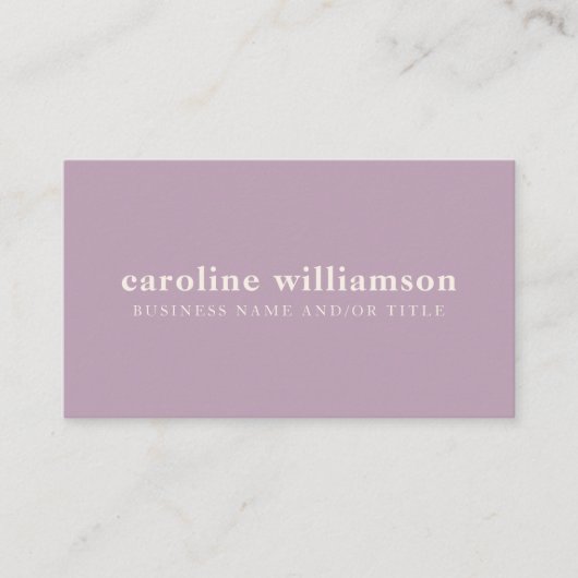 Elegant Modernes Minimalistisches Dusty Lilac Visitenkarte (Vorderseite)