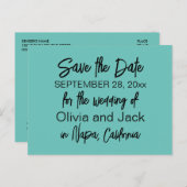 Elegant Modernes Minimalistisches Türkis Save the  Postkarte (Vorne/Hinten)