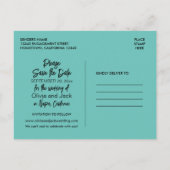 Elegant Modernes Minimalistisches Türkis Save the Postkarte (Rückseite)