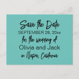 Elegant Modernes Minimalistisches Türkis Save the Postkarte