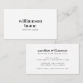 Elegant Modernes Minimalistisches Weiß Beruflich Visitenkarte (Vorne/Hinten)