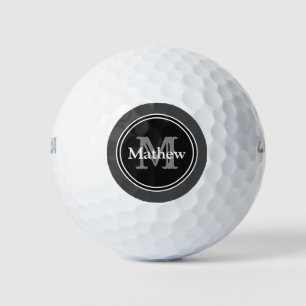 Elegant Modernes Mit Monogramm Grau Schwarz Custom Golfball