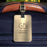 Elegant Modernes Monogram Gold Brushed Glam Metal Gepäckanhänger<br><div class="desc">Elegante Mit Monogramm Gold Brushed Metallic Bag Tag</div>