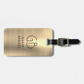 Elegant Modernes Monogram Gold Brushed Glam Metal Gepäckanhänger (Vorderseite horizontal)
