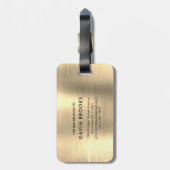 Elegant Modernes Monogram Gold Brushed Glam Metal Gepäckanhänger (Rückseite vertikal)