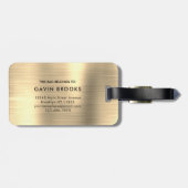 Elegant Modernes Monogram Gold Brushed Glam Metal Gepäckanhänger (Rückseite horizontal)