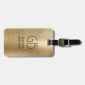 Elegant Modernes Monogram Gold Brushed Glam Metal Gepäckanhänger (Vorderseite horizontal)