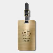 Elegant Modernes Monogram Gold Brushed Glam Metal Gepäckanhänger (Vorderseite vertikal)