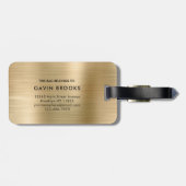 Elegant Modernes Monogram Gold Brushed Glam Metal Gepäckanhänger (Rückseite horizontal)