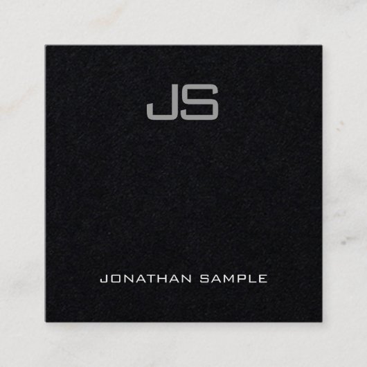 Elegant Modernes Monogram Premium Black Schlicht Quadratische Visitenkarte (Vorderseite)