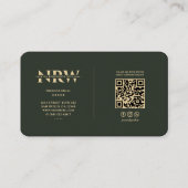 Elegant Modernes Monogramm Beruflich dunkelgrün Visitenkarte (Rückseite)