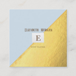 Elegant Modernes Monogramm Gold, Light Blue Quadratische Visitenkarte