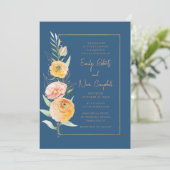 Elegant Modernes Orange Blaues Wasser Einladung (Stehend Vorderseite)