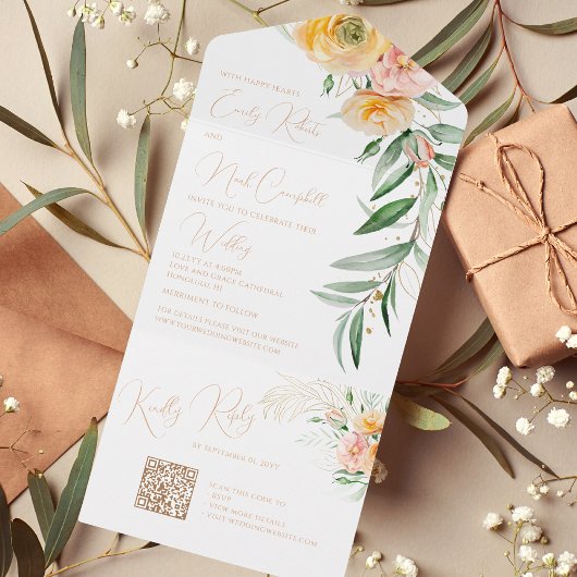 Elegant Modernes orangefarbenes Wasser All In One Einladung