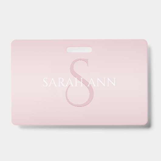 Elegant Modernes Rosa Ombre Name & Monogram Ausweis (Vorderseite)