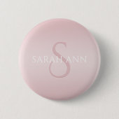 Elegant Modernes Rosa Ombre Name & Monogram Button (Vorderseite)