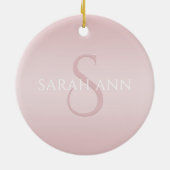 Elegant Modernes Rosa Ombre Name & Monogram Keramik Ornament (Hinten)
