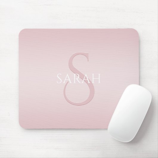 Elegant Modernes Rosa Ombre Name & Monogram Mousepad (Mit Mouse)