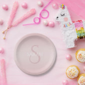 Elegant Modernes Rosa Ombre Name & Monogram Pappteller (Party)