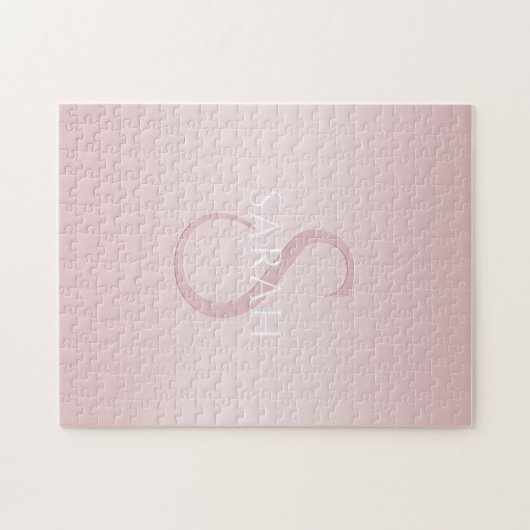 Elegant Modernes Rosa Ombre Name & Monogram Puzzle (Horizontal)