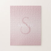 Elegant Modernes Rosa Ombre Name & Monogram Puzzle (Vertikal)