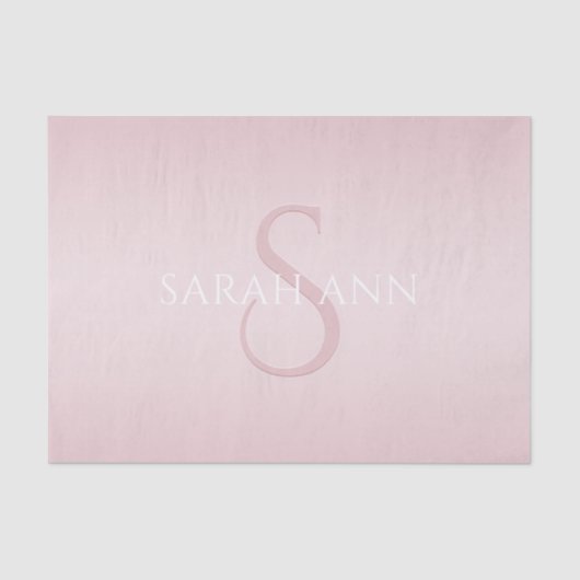 Elegant Modernes Rosa Ombre Name & Monogram Seidenpapier (Vorderseite)